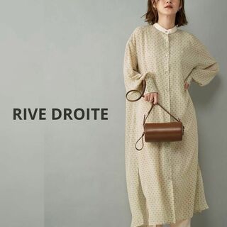 RIVE DROITE - 美品◯リヴドロワ　ゆったり小紋プリントロングシャツワンピース　ベージュ.