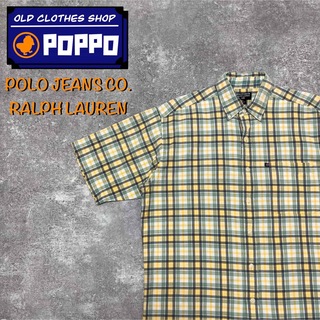 Ralph Lauren - ポロジーンズラルフローレン☆ポケットロゴタグ半袖パステル格子チェックシャツ
