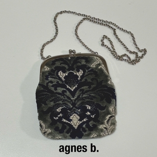 agnes b. - アニエスベー　パーティーバッグ　がま口チェーンバッグ　ショルダーバッグ　ベロア