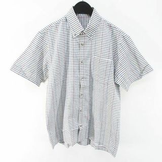 アザー(other)のUOMO DAN ボーダー 半袖 シャツ ボタンダウン LL 灰系 グレー 綿(シャツ)