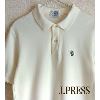 ジェイプレス(J.PRESS)のJ.PRESS ポロシャツ　半袖　鹿の子織り　ホワイト　L(ポロシャツ)