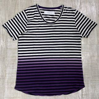 カーリー(CURLY&Co.)のCURLY Gradient Border T-shirt 紫 × 白黒 1(Tシャツ/カットソー(半袖/袖なし))