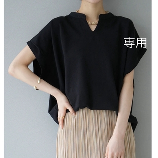 新品　キーネックドルマンTシャツ/ブラック　lumier(Tシャツ(半袖/袖なし))
