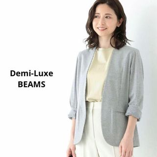 デミルクスビームス(Demi-Luxe BEAMS)の定価2万円　美品　デミルクスビームス　サッカーストライプ ノーカラージャケット(ノーカラージャケット)