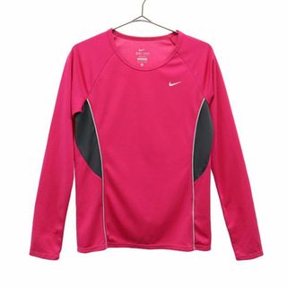 ナイキ(NIKE)のナイキ ワンポイント刺繍 トレーニング 長袖 Tシャツ S ピンク NIKE クルーネック スポーツ ウォームアップ レディース(Tシャツ(長袖/七分))