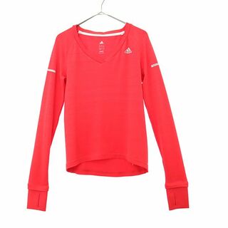 アディダス(adidas)のアディダス プリント ランニング 長袖 Tシャツ S レッド adidas レディース(Tシャツ(長袖/七分))