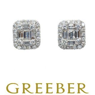 ダイヤ 0.175ct/0.175ct/0.205ct/0.205ct 2種カット  ピアス K18WG (ピアス)