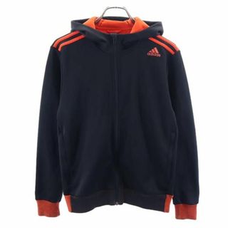 アディダス(adidas)のアディダス 3ライン トレーニング 長袖 ジップパーカー S 黒×オレンジ adidas 裏フリース メンズ(パーカー)