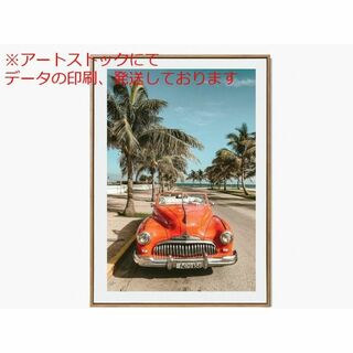 mz ポスター A3 (A4も可) クラシックレッドカーの 写真 ヴィンテージカ(印刷物)
