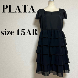 PLATA ひざ丈ワンピース フリルワンピ ドレス オケージョン 大きいサイズ(ミディアムドレス)