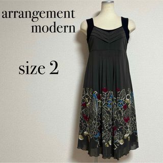 arrangementmodern ワンピース ノースリーブ 花柄 美シルエット(ひざ丈ワンピース)