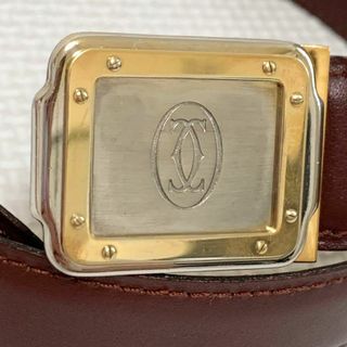 【美品】カルティエ　ベルト バックル ゴールド　ボルドー　レザー　Cartier(ベルト)