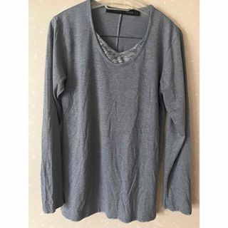 シュリセル(SCHLUSSEL)のSCHLUSSEL(シュリセル) グレー　襟元切り替えロンT(Tシャツ/カットソー(七分/長袖))