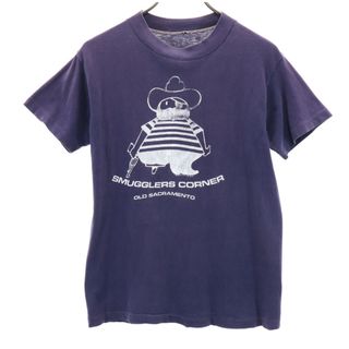 オールド 80s 90s プリント 半袖 Tシャツ パープル系 OLD メンズ(Tシャツ/カットソー(半袖/袖なし))