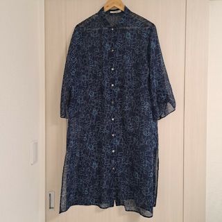 ロングシャツ　サイズ40 　ネイビー(シャツ/ブラウス(長袖/七分))