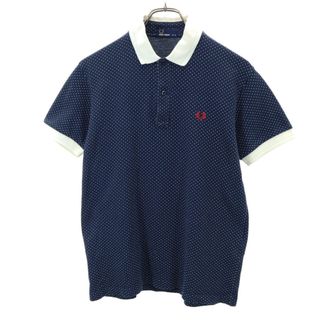 フレッドペリー(FRED PERRY)のフレッドペリー 日本製 ドット柄 半袖 ポロシャツ M ネイビー FRED PERRY 鹿の子 メンズ(ポロシャツ)