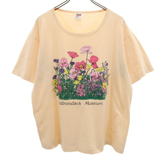 アンビル 90s USA製 オールド 花柄 プリント 半袖 Tシャツ L ベージュ系 anvil メンズ(Tシャツ/カットソー(半袖/袖なし))