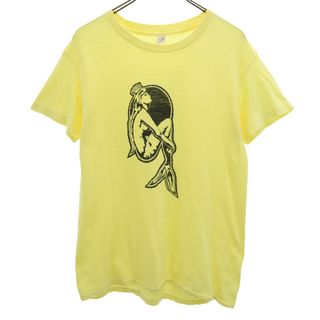 ヘインズ(Hanes)のヘインズ 70s USA製 ヴィンテージ オレンジタグ プリント 半袖 Tシャツ L イエロー Hanes メンズ(Tシャツ/カットソー(半袖/袖なし))