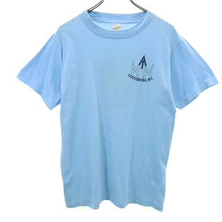 BRAWNY USA製 両面プリント 半袖 Tシャツ M ブルー系 BRAWNY メンズ(Tシャツ/カットソー(半袖/袖なし))