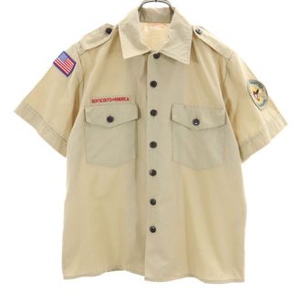 BOY SCOUTS OF AMERICA 70s 80s ヴィンテージ 半袖 ボーイスカウト シャツ M ベージュ BOY SCOUTS OF AMERICA メンズ(シャツ)