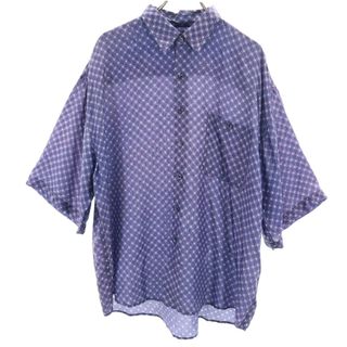 BRUNO 90s シルク オールド 5分袖 シャツ XL ネイビー系 BRUNO メンズ(シャツ)