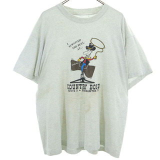 オールド 90s プリント 半袖 Tシャツ グレー系 OLD メンズ(Tシャツ/カットソー(半袖/袖なし))