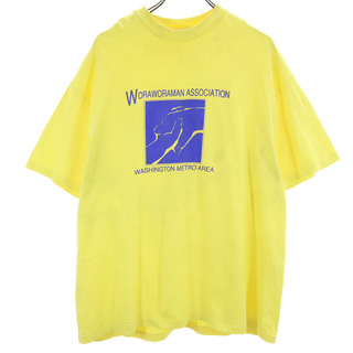 ヘインズ(Hanes)のヘインズ 90s USA製 オールド プリント 半袖 Tシャツ XL イエロー系 Hanes メンズ(Tシャツ/カットソー(半袖/袖なし))