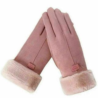レディース 手袋 ピンク×濃ピンク ボア 暖かい スマホ対応 グローブ(手袋)