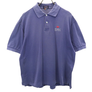 パーリーゲイツ(PEARLY GATES)のパーリーゲイツ 日本製 ゴルフ 半袖 ポロシャツ L パープル系 PEARLY GATES メンズ(ポロシャツ)