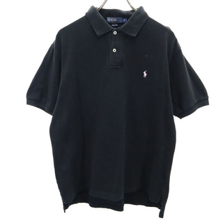 ポロバイラルフローレン 半袖 ポロシャツ M ブラック Polo by Ralph Lauren 鹿の子地 メンズ(ポロシャツ)