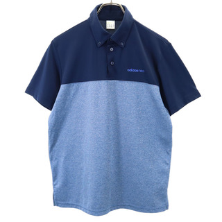 アディダスネオ 半袖 ハーフボタン Tシャツ M ブルー adidas NEO メンズ(Tシャツ/カットソー(半袖/袖なし))