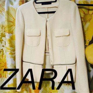 ザラ(ZARA)の【ZARA】ノーカラー切りっぱなしデザインジャケットL(ノーカラージャケット)