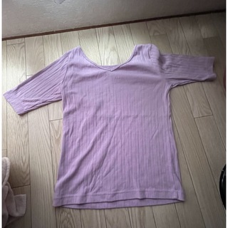 アズールバイマウジー(AZUL by moussy)のAZUL スクエアネックTシャツ　パープル(Tシャツ/カットソー(半袖/袖なし))