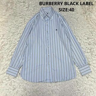 BURBERRY BLACK LABEL - バーバリーブラックレーベル ストライプ BDシャツ ノバチェック ホース刺繍