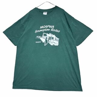 ジャージーズ(JERZEES)のジャージーズ 半袖Tシャツ 雪 グリーン 除雪車 イベント 夏物古着 d98(Tシャツ/カットソー(半袖/袖なし))