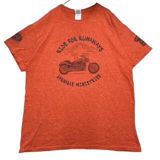 ギルタン(GILDAN)のUS古着 半袖Tシャツ キリスト教 バイク 教会 オレンジ 夏物古着d99(Tシャツ/カットソー(半袖/袖なし))