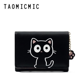 【爆売⭐︎】黒　ネコ　財布　カードケース　コンパクト　黒猫　ミニ財布(小物入れ)