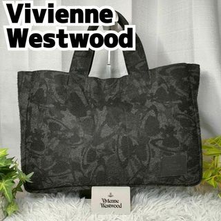 ヴィヴィアンウエストウッド(Vivienne Westwood)のヴィヴィアンウエストウッド ハンドバッグ オーブ柄 総柄 ブラック ウール 黒(ハンドバッグ)