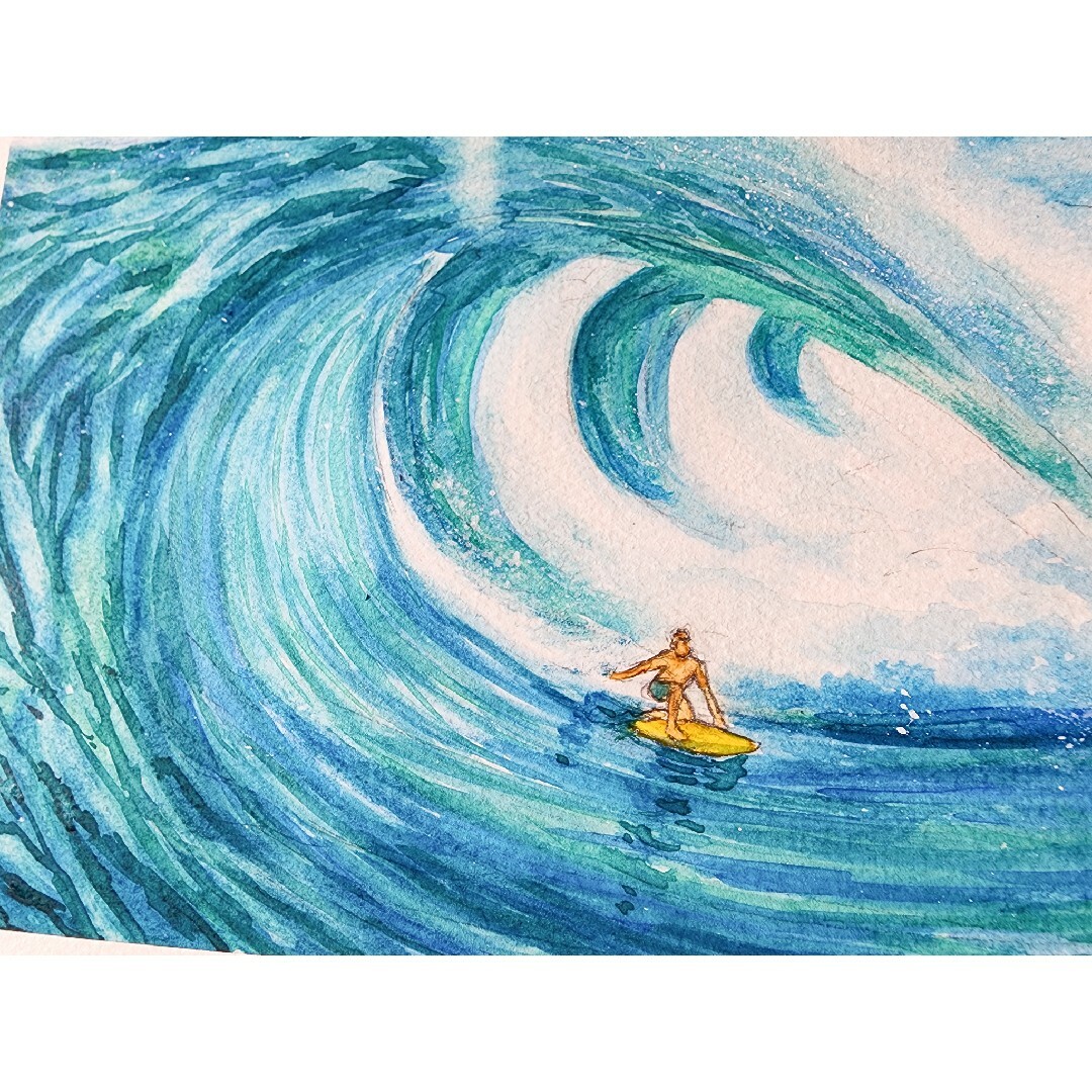 水彩画 風景画 海の絵 海 サーフィン サーフィンの絵 絵画 水彩画 風景画 海の絵 海 サーフィン サーフィンの絵 絵画