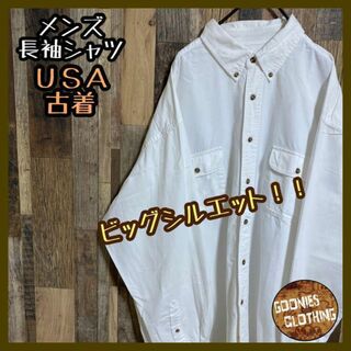 ホワイト メンズ USA古着 90s ボタンダウンシャツ 長袖 シャツ(シャツ)