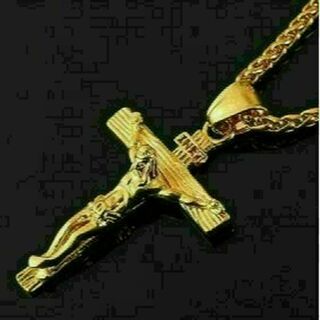 【N072】ネックレス　メンズ　ゴールド　クロス　十字架　アクセサリー(ネックレス)