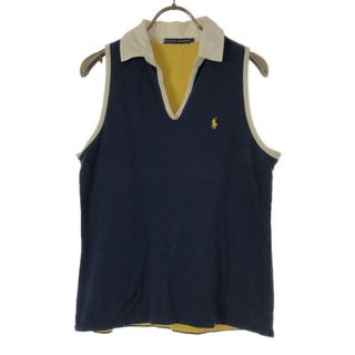 ラルフローレン(Ralph Lauren)のラルフローレン ノースリーブ シャツ L ネイビー RALPH LAUREN レディース(シャツ/ブラウス(半袖/袖なし))