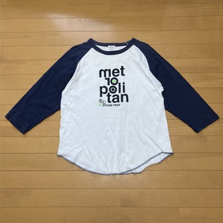 Tシャツ　七分袖　ホワイト×ネイビー　metropolitan(Tシャツ(長袖/七分))