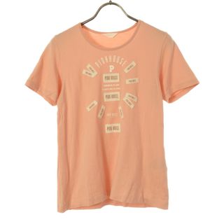 ピンクハウス 日本製 半袖 Tシャツ M ピンク×ブルー PINK HOUSE レディース