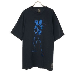 キン肉マンマッスルアパレル プリント ラーメンマン 半袖 Tシャツ XXL ネイビー KINNIKUMAN MUSCLE APPAREL ビッグサイズ メンズ(Tシャツ/カットソー(半袖/袖なし))