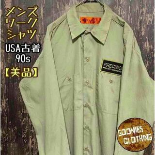 ディッキーズ(Dickies)のベージュ USA 古着 90s ワークシャツ 長袖 シャツ ディッキーズ(シャツ)