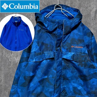 コロンビア(Columbia)のColumbia 2wayマウンテンジャケット フリース 迷彩 総柄 刺繍ロゴ(マウンテンパーカー)