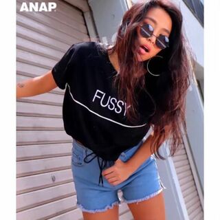 ANAP - ANAP♡刺繍ロゴドローストリングTシャツ♡ブラック♡韓国コーデ♡アナップ♡