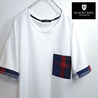 ブラックレーベルクレストブリッジ(BLACK LABEL CRESTBRIDGE)の【美品】BLACKLABEL CRESTBRIDGE ポケT チェック柄 白 L(Tシャツ/カットソー(半袖/袖なし))