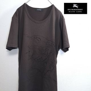 バーバリーブラックレーベル(BURBERRY BLACK LABEL)のBURBERRY BLACKLABEL ビッグロゴ ホースロゴ Tシャツ 茶 L(Tシャツ/カットソー(半袖/袖なし))